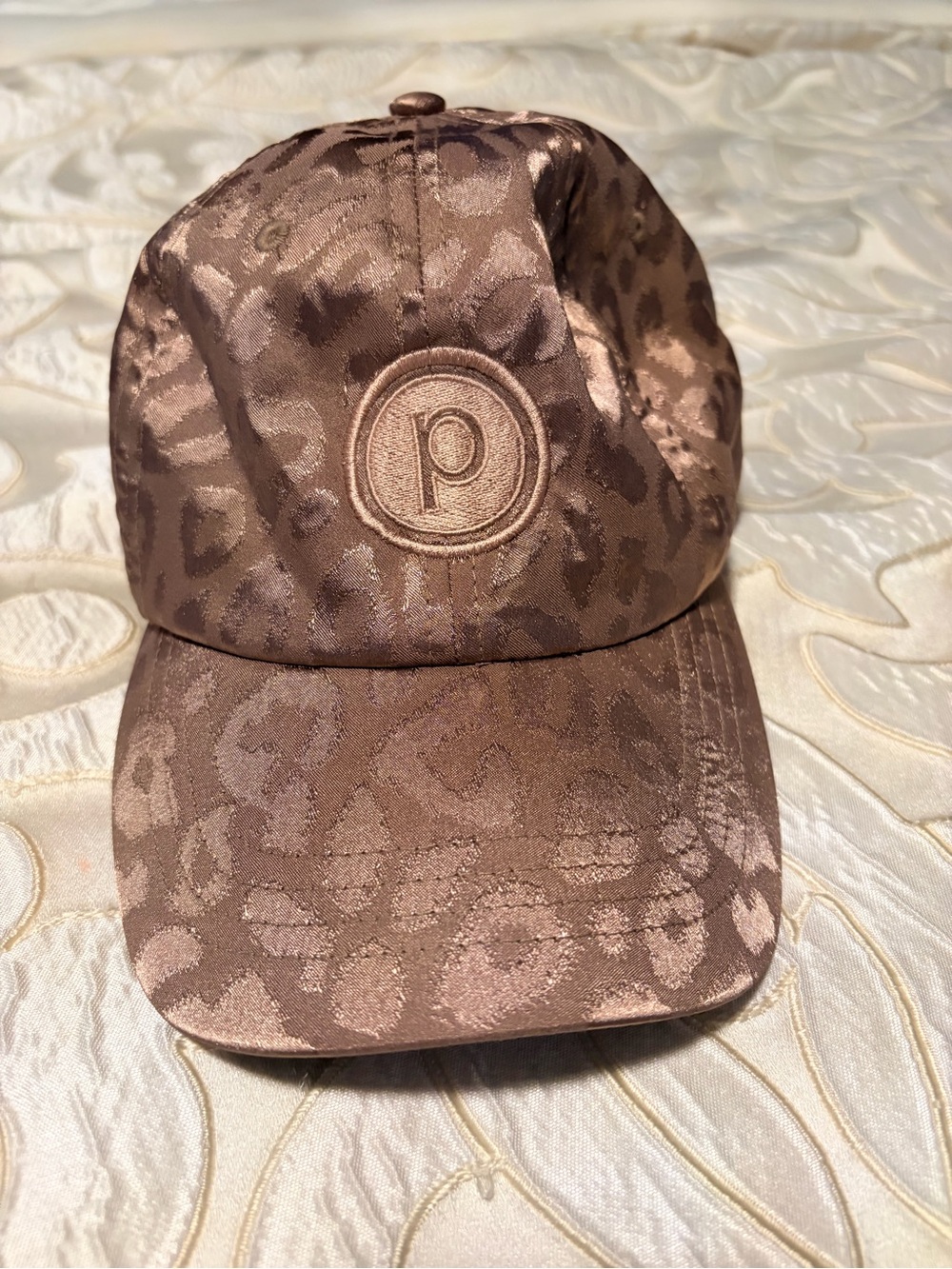Pure Barre Satin Leopard-Print Baseball Cap - rose gold